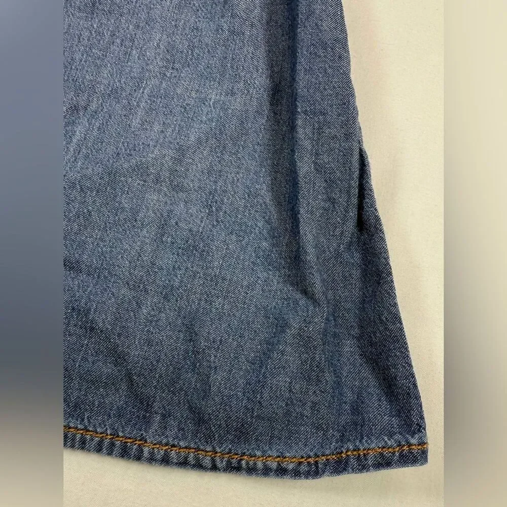 OSHKOSH B’GOSH Y2K Girls’ Chambray Denim A-Line Button Up Ruffle Collar Dress 6X
